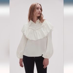 AJE Anne twisted flounce blouse